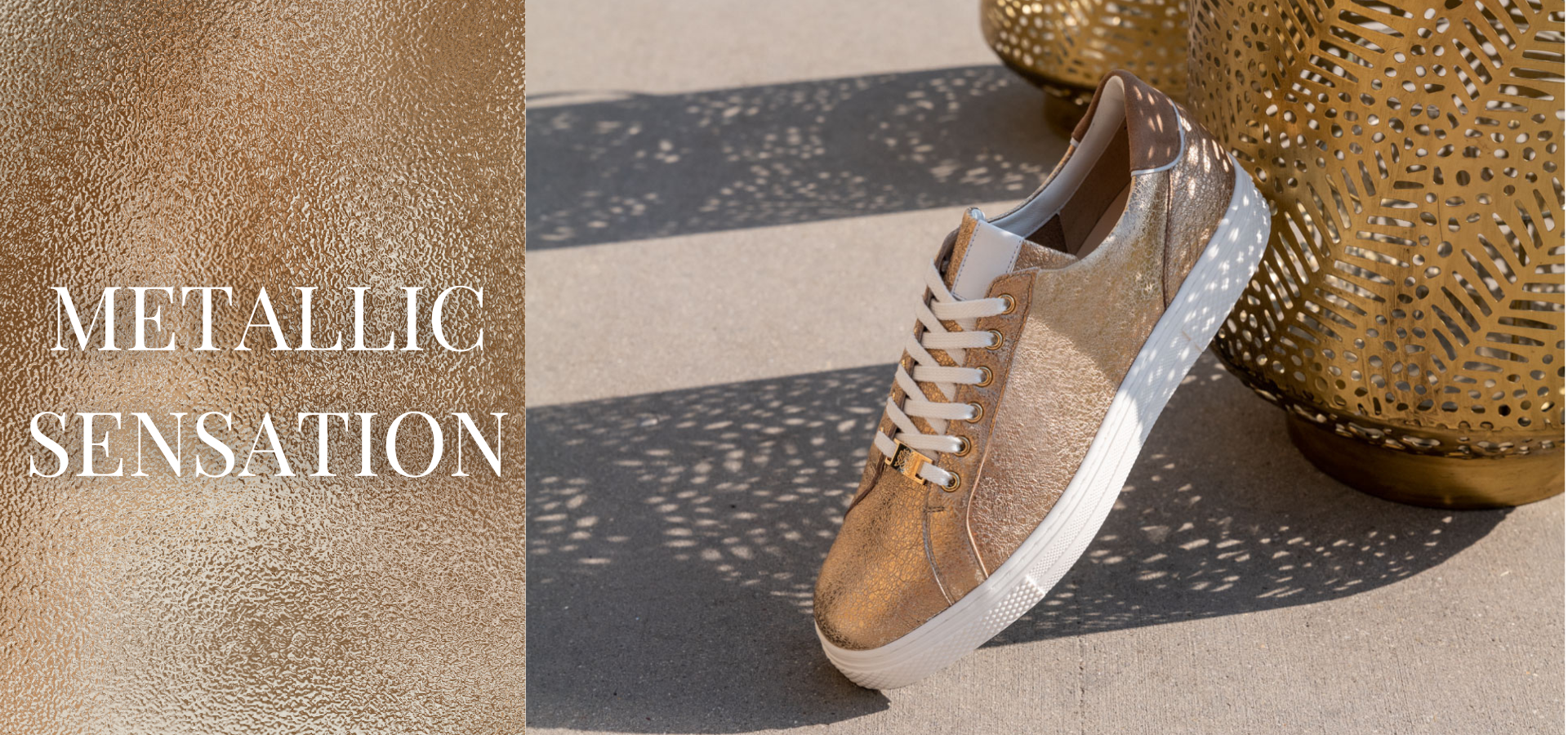 Sneakers, Pumps und Ballerinas von HASSIA in trendigem Metallic-Look.